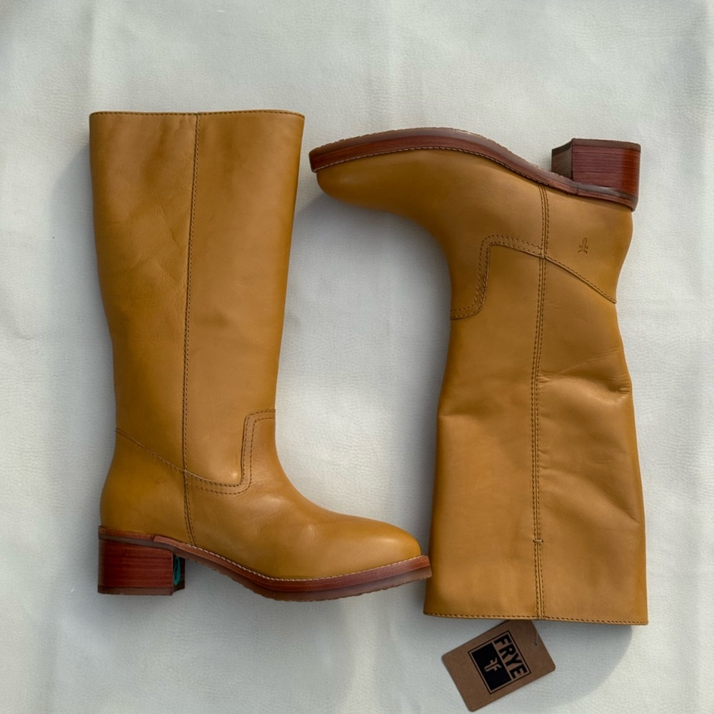 FRYE Camryn Banana Leather Tall Pull-on Boots - Picture 2 of 13
